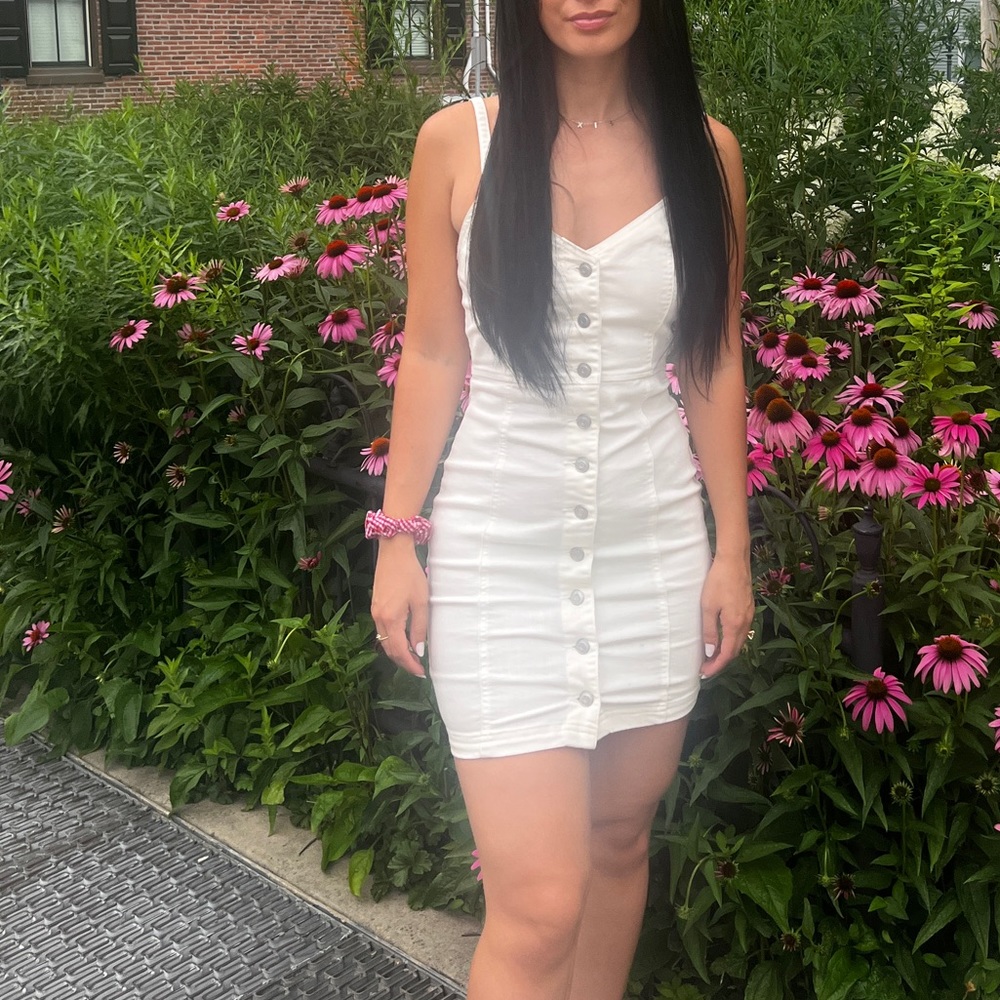 White denim tank dress